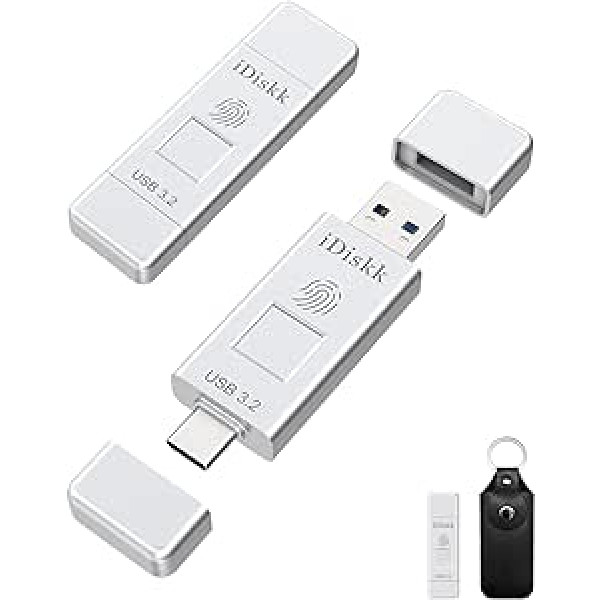 iDiskk SSD 256GB 500MB/s Fingerprint Encryption High Speed Flash Drive Photo Stick for iPhone 15/15 Plus/15 Pro/15 Pro Max, USB C iPad, MacBook, Laptops, Android and PC