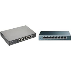 TP-Link slodzes līdzsvara platjoslas biznesa maršrutētājs un TL-SG108 LAN slēdzis 8 portu tīkla slēdzis (Plug and Play Gigabit Switch LAN sadalītājs, LAN sadalītājs, Ethernet centrmezgla bez ventilatora)