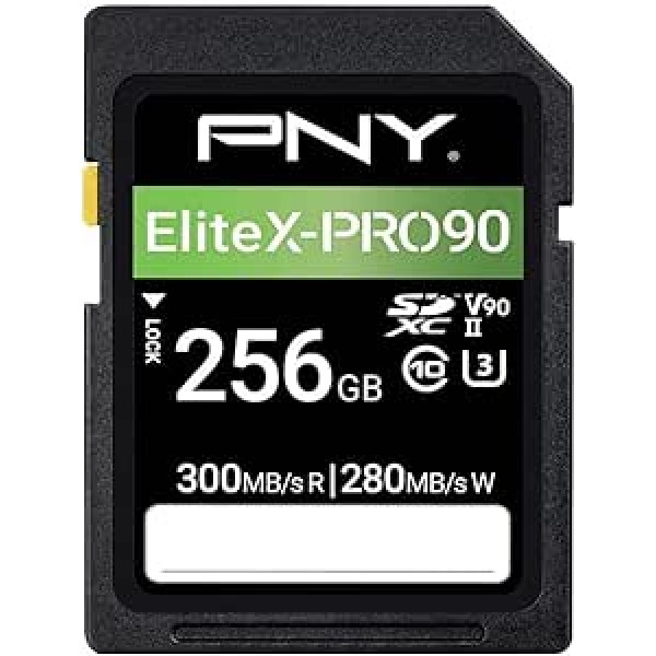 PNY 256GB X-PRO 90 Class 10 U3 V90 UHS-II SD zibatmiņas karte