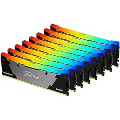 Kingston Fury Renegade RGB 256GB 3200MT/s DDR4 CL16 DIMM (komplekts ar 8) Galddatora spēļu atmiņa — KF432C16RB2AK8/256