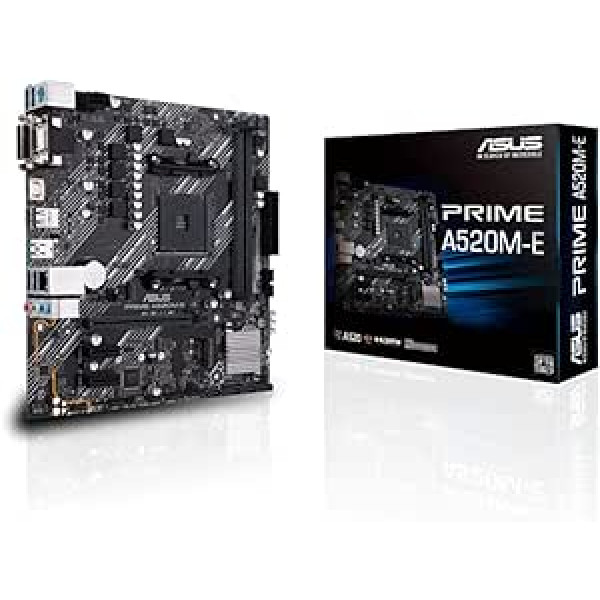 ASUS Prime A520M-E mātesplates ligzda AM4 (AMD Ryzen, micro-ATX, M.2, 1Gbit/s-Ethernet, SATA 6Gbit/s, USB 3.2 Gen 2 Type-A)