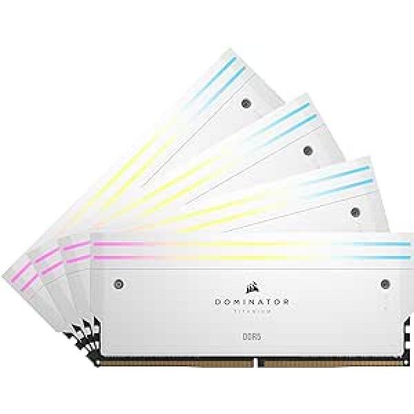 CORSAIR Dominator Titanium RGB DDR5 RAM 64GB (4x16GB) DDR5 6400MHz CL32 Intel XMP iCUE saderīga datora atmiņa — balta (CMP64GX5M4B6400C32W)