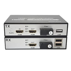 Primeda-telecom HDMI optiskās šķiedras paplašinātājs ar KVM USB un cilpas izvadi, video audio KVM šķiedru pārveidotāju, viena režīma līdz 20 km un daudzrežīmu 500 m (0,31 jūdzes) viens komplekts