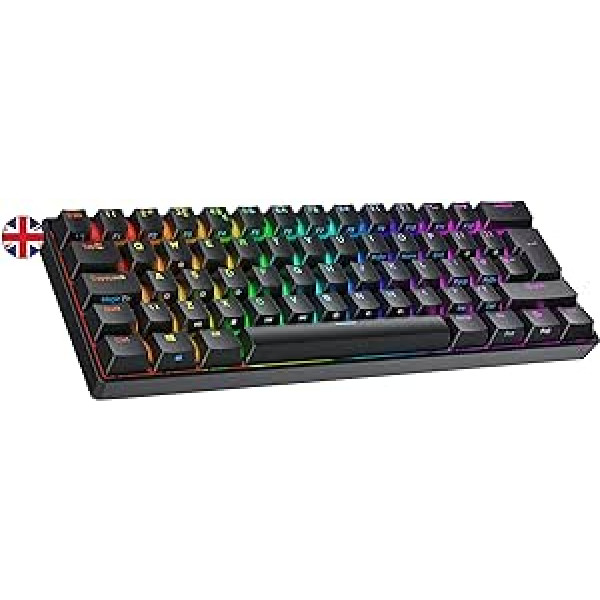 Ranked S60 Supernova Mechanical 60 Percent Keyboard | Hotswap Gaming Keyboard | 62 Keys with RGB Lighting | PC/Mac Gamer | ISO UK Layout (Black, Gateron Optical Speed Yellow)