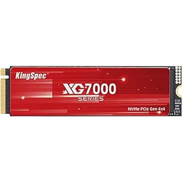 KingSpec 2TB M.2 SSD 2280 NVMe Gen4x4, neticams lasīšanas/rakstīšanas ātrums līdz 7400/6600 MB/s, iekšējais M2 PCIe SSD, kas saderīgs ar Playstation 5 konsoli/galddatoru/spēļu klēpjdatoru