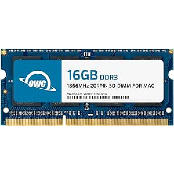 OWC — 16 GB atmiņas jaunināšanas modulis — PC14900 DDR3 1866 MHz SO-DIMM 27 collu iMac Retina 5K displejam (2015. gada beigas) Modeļi un saderīgi datori