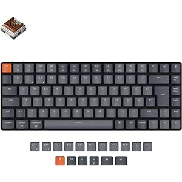 Keychron K3 Ultra Slim bezvadu mehāniskā vācu ISO DE izkārtojums zema profila optiskais brūns slēdzis karsti nomaināms balta fona apgaismojuma spēļu tastatūra operētājsistēmai Mac Windows