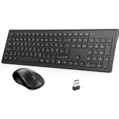 TedGem bezvadu tastatūra Pele un tastatūra ar peli Bezvadu tastatūra ar peli 2.4G datora tastatūra Bezvadu 2 vienā USB klēpjdatora tastatūra Datora tastatūra datoram/datoram/klēpjdatoram/viedtelevizoram