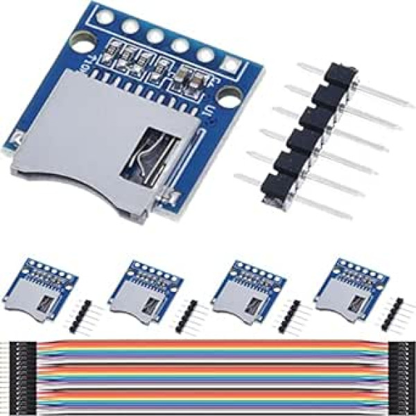 DAOKAI SPI Reader, Micro SD Card Module TF Card Memory Card Shield Module SD Writer with Pins and Dupont Cable, Compatible with Arduino Raspberry Pi (5 Pieces)