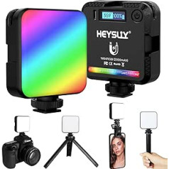 Heysliy Photo Light, LED Light, RGB Full Color Mode with Battery 2000mAh, Lighting Video Light Portable with Mini Tripod, Photo Lamp 2500-9000K Dimmable