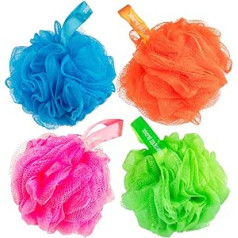 Counterfeit Blonde Multi-coloured Loofah Bath Sponges I (4-Pack) Body Scrubber for Use in the Shower I Bath Sponges for Shower Scrubber for Body I Loofah Exfoliating Body Scrubber Shower Accessories I Body Wash Loofah