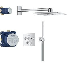 GROHE Precision SmartControl 310 iegremdējama dušas sistēma (310 mm augšējā duša, 2 strūklu veidi, universāla instalācijas kaste, 1500 mm dušas šļūtene), kvadrātveida, hroms, 34875000