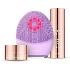 FOREO Firm & Clean komplekts - Luna 4 plus sejas tīrīšanas birste jutīgai ādai + uzlādētais serums 2.0, 30 ml + nakts maska, 15 ml - Tuvo infrasarkano staru terapija - Mikrostrāvas sejas ierīce