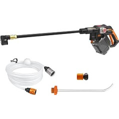 WORX WG633E.9 Hydroshot bezvadu augstspiediena mazgātājs 20 V - 56 Bar Maks. Spiediens - tīrīšanai un apūdeņošanai - Jaudīgs bezsuku motors - 5-in-1 spiediena uzgalis - bez akumulatora un lādētāja, melns