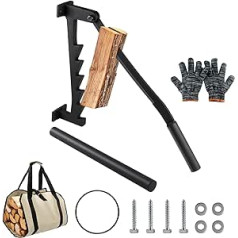 SWAWIS rankinis medienos skirstytuvas, sieninis deginimo smulkintuvas su nuimama rankena ir malkų paketu, daug anglies dioksido turinčio plieno rankinės medienos skaldymo mašina, skaldymo peilis, rankinis lauko skaldymo įrankis