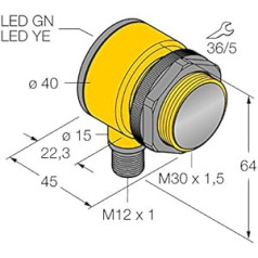 3034349-T30SP6FF600Q, Optoelektroninis jutiklis Reflexionslicchttaster