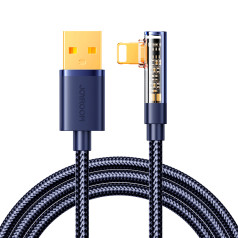 Leņķveida kabelis iPhone USB-A - Ligtning 2.4A 1.2m zils