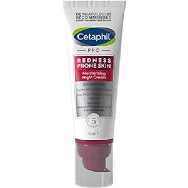 Cetaphil Pro Sensitive mitrinošs nakts krēms apsārtumam vai ādai ar noslieci uz rozāciju ar hialuronskābi un šī sviestu 50 ml