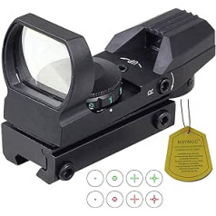 MAYMOC Red and Green Reflective Visor with 4 Reticles, 3/8 Inch Dovetail Mount for Airgun Airsoft 11 mm Rail and .22 RF