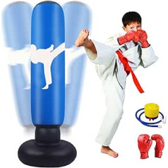 MEYDLL Boxsack Kinder, Aufblasbarer Boxsack, 160cm Boxsack Stehend, Standboxsack mit Luftpumpe und Boxhandschuhen für Karate Kickboxen, Trainingsausrüstung, Geschenk für Jungen Mädchen