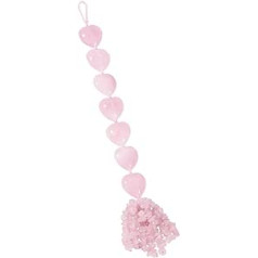 Nupuyai rožinio kvarco širdies krištolo akmenų kabantis ornamentas, dvasinis gydymas suvirtę akmenys Lucky Fengshui ornamentas automobilio namų dekorui Reiki jogos meditacija 30-32cm