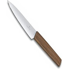 Victorinox, Swiss Modern, Profi Officemesser, Extra Scharfe Klinge, ģerāderis Schliff, 15 cm, Edler Holzgriff, Rostfreier Stahl, braun