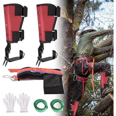 TTLIFE Tree Climbing Equipment, Tree Climbing Spike Set with 2 Gears and Seat Belts, for Climbing with Safety Belt, Lanyard Rope, Easy to Use for Picking Fruit, Red, 42 x 24 x 15