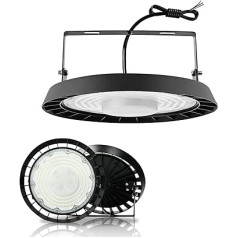 300 W UFO LED, 30000 LM LED iekštelpu prožektors ar statīvu, 6500 K, vēsi balts, 120° stara leņķis, rūpnieciskais LED prožektors, rūpnieciskais LED prožektors, LED High Bay gaisma darbnīcām un rūpnīcu zālēm