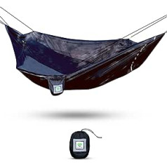 Hammock Bliss Sky Bed Bug Free — piekārta telts bez kukaiņiem, kas karājas kā šūpuļtīkls, bet guļ kā gulta — unikāls asimetrisks dizains rada pārsteidzošu gulēšanas pieredzi šūpuļtīklā.
