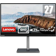 Lenovo L27q-38 | 27 collu WQHD monitors | 2560 x 1440 | 75 Hz | 350 niti | 4ms reakcijas laiks | HDMI | DisplayPort | AMD Radeon FreeSync | Melns