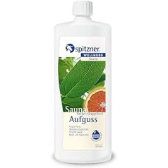 Spitzner Sauna Infusion Sage Greipfruit Fresh Herb 1000 ml - Sveikatingumo sauna su gaivinančiu Saunos kvapu, suteikiančiu gaivumo ir stiprumo, kovojantį su stresu, natūraliu saunos aliejumi