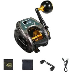 Funien USB wiederaufladbare Kohlefaser-Baitcasting-Rolle 9+1BB Angelrolle mit Display, hohe Geschwindigkeit, 6,4:1 Übersetzungsverhältnis, Magnetisches Bremssystem, Baitcaster-Rolle für die rechte Han