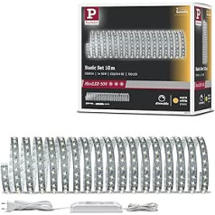 Paulmann 70829 MaxLED 500 Strip pamata komplekts 10 m 2700 K silti balta LED lente bez pārklājuma 53,5W nepārtraukta rinda 5500 lm gaismas josla 720 LED 24 V