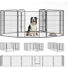 Qianruida Parc Enclos Pour Chiens 80 cm x 80 cm Skin Clôture Chiot Intérieur/Extérieur Animaux Grillage 8 Panneaux