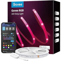 Govee LED sloksne Smart RGB WiFi LED sloksne, Fairy Lights Band lietotne, kas kontrolē WiFi ar Alexa un Google Assistant, mūzikas sinhronizācijas krāsu maiņa guļamistabai, virtuvei, viesistabai, 30 m,