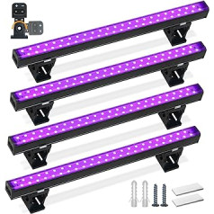 Barrina Black Light UV LED juosta, 10 W 28 cm USB juodos šviesos juosta, reguliuojama juodos šviesos lempa vakarėliui, kūno spalvos, Helovino dekoracijos, nešiojamas UV LED juodas šviestuvas miegamajam, 4 vnt.