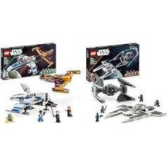 LEGO 75364 Star Wars New Republic E-Wing pret Shin Hatis Starfighter un 75348 Star Wars Mandalorian Fang Fighter pret TIE pārtvērēju komplektu