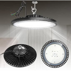 1 iepakojums 200 W UFO LED High Bay Light, iekštelpu prožektors 30000 LM, 6000 K Cool White UFO LED darbnīcas lampa, IP65 ūdensnecaurlaidīga rūpnieciskā lampa, High Bay Light sporta zāles rūpnīcām, garāža, noliktavas apgaismojums