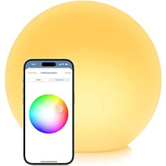 Eve Flare pārnēsājams Smart LED Globe Light, ūdensizturīgs, balts un krāsains apgaismojums, 90 lūmeni, diametrs 25 cm, regulējams, nav nepieciešams tilts, Bluetooth un pavedieni, lietotņu vadība, Apple HomeKit