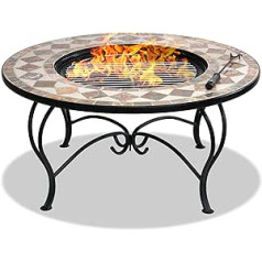 Centurion atbalsta Fireology Kennocha Garden Heat/Fire Pit/Grill/Ledus spainis — ozolkoka kafijas galdiņš ar marmora apdari