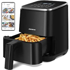 Aigostar Dot karstā gaisa cepeškrāsns 2L, Airfryer ar 8 programmām un LED skārienekrānu, 1200 W, regulējams laiks un temperatūra, noņemams nepiedegošais statīvs, viegli tīrāms, nesatur BPA