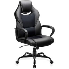 BASETBL biuro kėdė, lenktyninė kėdė, žaidimų kėdė, stalo kėdė, ergonomiška pasukama kėdė, sportinė sėdynė, biuro kėdė su atlošu, svirties funkcija, aukščio reguliavimas, paminkštintas porankis