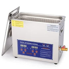 Labasics ultraskaņas tīrītājs, profesionāls universāls ultraskaņas tīrītājs, kas izgatavots no nerūsējošā tērauda ar digitālā displeja taimeri un siltuma kontroli laboratorijai 220 V, 6,5 L