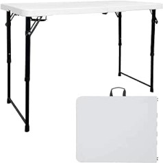 Alextend sulankstomas stalas 40 colių nešiojamas plastikinis stalas, reguliuojamo aukščio sulankstomas stalas, skirtas kempingams lauke, vakarėliams iškylai (baltas)