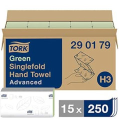 Tork 290179 Zaļie zigzaga roku dvieļi Advanced for Tork H3 zigzag un salokāmi roku dvieļi, 2 slāņu absorbējoši., zaļa