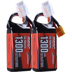 SUNPADOW Pack of 2 4S 14,8 V Lipo akumulators 1300 mAh 120C soft Pack with XT60 Connector for RC FPV Helicopter Airplane Drone Quadcopter Racing Hobb