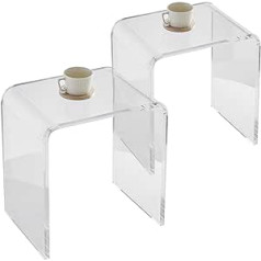VEVOR Набор из 2 приставных столиков 415 x 305 x 460 мм, U-образный акриловый столик, приставной столик, прозрачный журнальный столик для напитков, ед