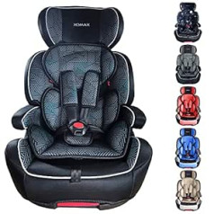 XOMAX XL-518-Stripes vaikiška kėdutė su Isofix I auga kartu su jūsų vaiku 9-36 kg, 1-12 metų, 1/2/3 grupė, 5 taškų diržai ir 3 taškų diržai, nuimamas ir plaunamas užvalkalas, ECE R44/ 04, Juoda/juostelės