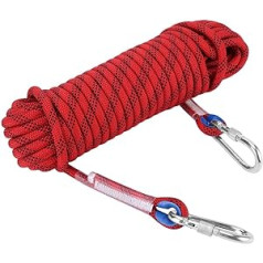 12 mm Mountaineering Rope, with Sewing Buckle and Carabiner Safety Rope, Durable Outdoor Survival Rope, Strength up to 2100 kg (Red Colour) (20 m)