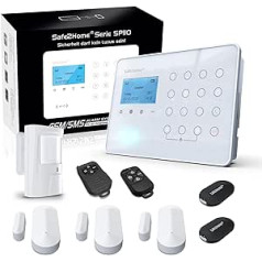 Safe2Home® Funk Alarmanlagen Set SP110 ar Sabotageschutz - deutsch - GSM Alarmsystem ar SMS Alarmung utt. - Alarmanlagen fürs Haus Büro inkl. Zubehör und Sensoren — signalizācijas sistēma